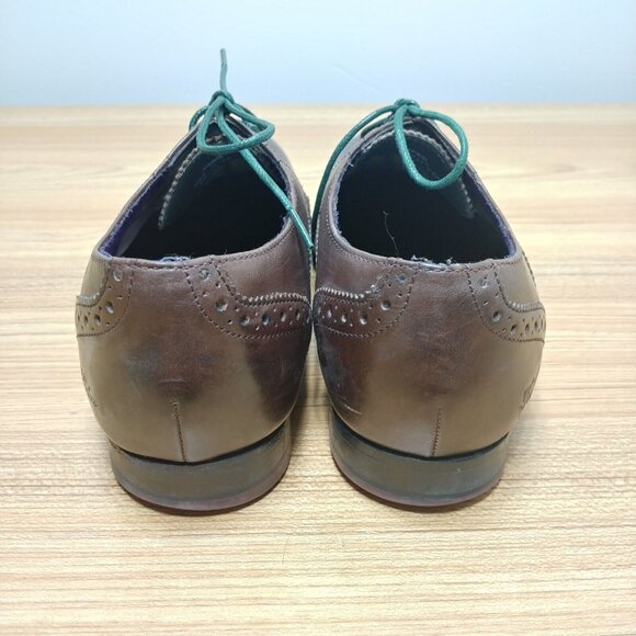 Ted Baker Dress Shoes Mens 8 US‎ Brown Wingtip Cap Toe Brogue Derby Nenoi - Picture 6 of 8